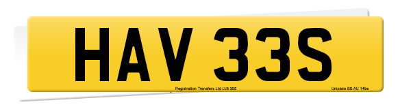 Registration number HAV 33S